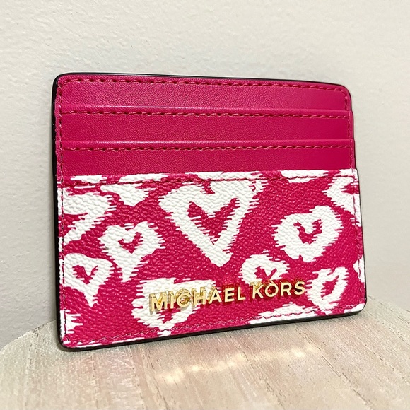 Michael Kors :  Electric Pink Hearts Card Case | NWT - Picture 2 of 3